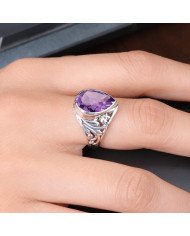 February birthstone Ring 925 Sterling Silver Ring Solitaire Silver Ring