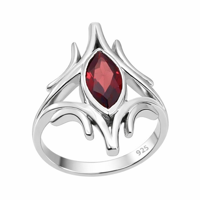 Sterling Silver January Birthstone Garnet Ring