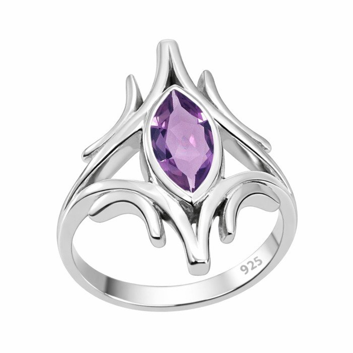 Sterling Silver Handcrafted Amethyst Ring