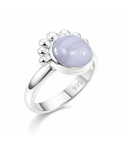 Blue Lace Agate Ring 925 Sterling Silver Ring Solitaire Gemstone Ring
