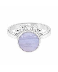 Blue Lace Agate Ring 925 Sterling Silver Ring Solitaire Gemstone Ring
