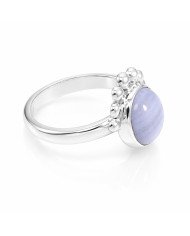 Blue Lace Agate Ring 925 Sterling Silver Ring Solitaire Gemstone Ring