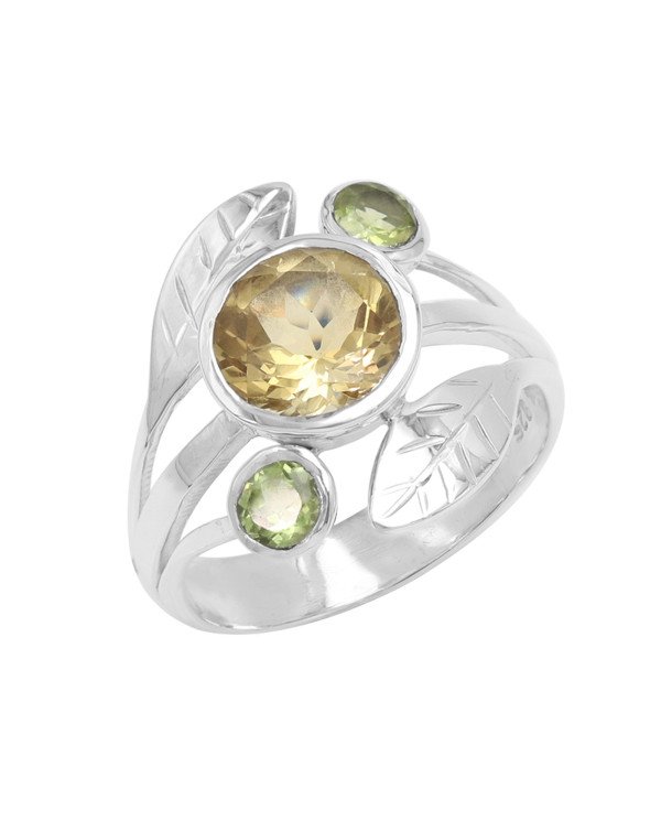 Citrine Ring Sterling Silver Ring Peridot Ring Cocktail Ring