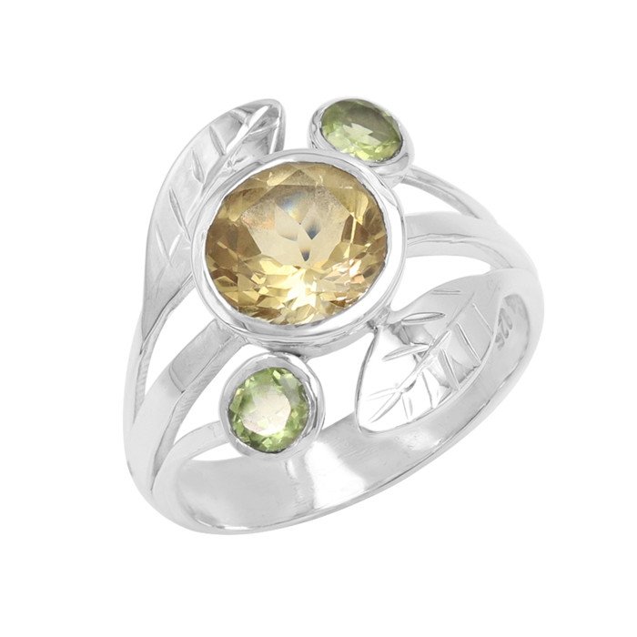 Citrine Ring Sterling Silver Ring Peridot Ring Cocktail Ring