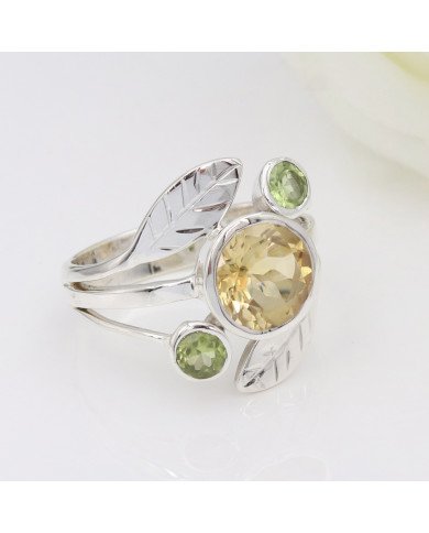 Citrine Ring Sterling Silver Ring Peridot Ring Cocktail Ring
