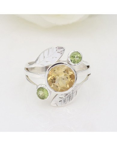 Citrine Ring Sterling Silver Ring Peridot Ring Cocktail Ring