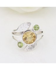 Citrine Ring Sterling Silver Ring Peridot Ring Cocktail Ring