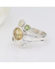 Citrine Ring Sterling Silver Ring Peridot Ring Cocktail Ring