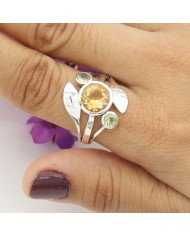 Citrine Ring Sterling Silver Ring Peridot Ring Cocktail Ring