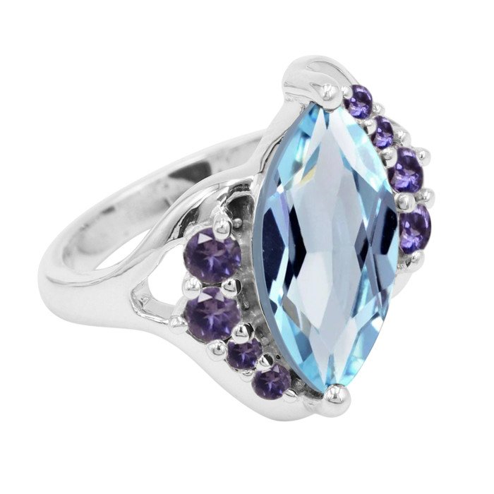 Sky Blue Topaz Ring 925 Sterling Silver Ring Iolite Ring Cocktail Ring