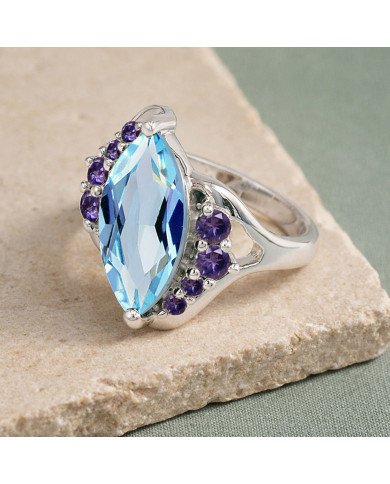 Sky Blue Topaz Ring 925 Sterling Silver Ring Iolite Ring Cocktail Ring