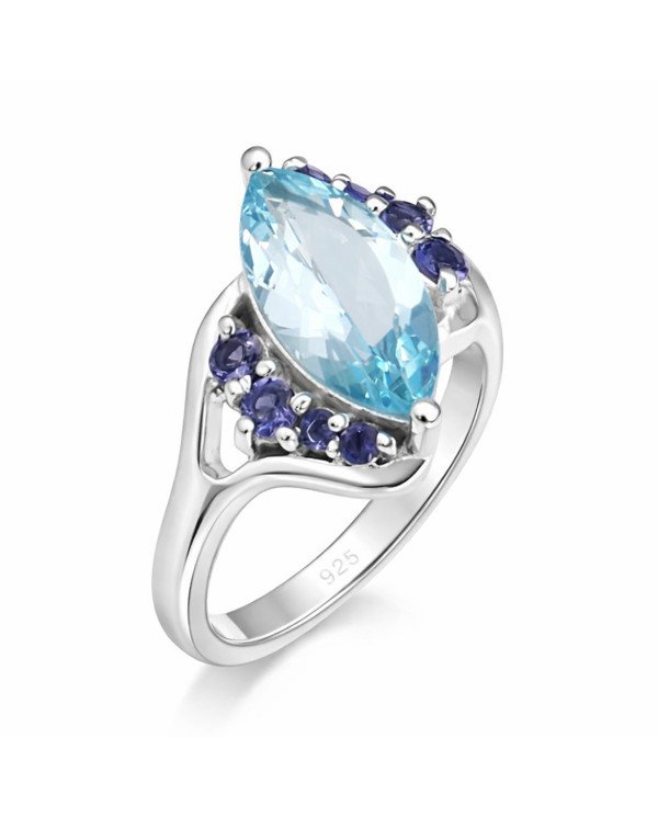 Sky Blue Topaz Ring 925 Sterling Silver Ring Iolite Ring Cocktail Ring