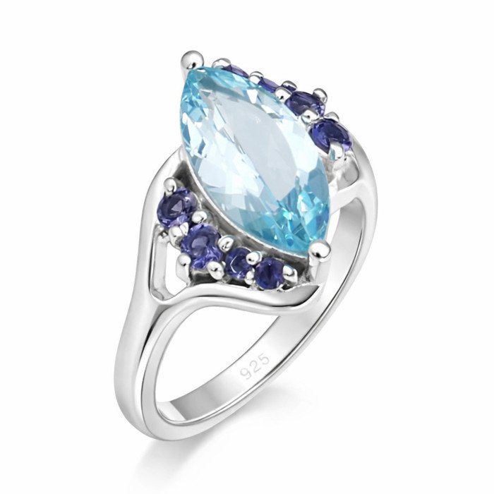 Sky Blue Topaz Ring 925 Sterling Silver Ring Iolite Ring Cocktail Ring