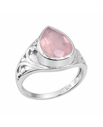 Rose Quartz Ring Solitaire Silver Ring 925 Sterling Silver Ring
