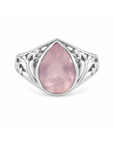Rose Quartz Ring Solitaire Silver Ring 925 Sterling Silver Ring