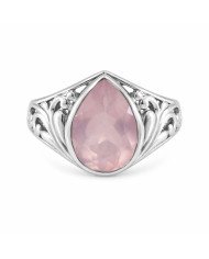Rose Quartz Ring Solitaire Silver Ring 925 Sterling Silver Ring