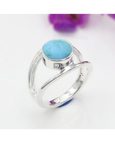 Arizona Turquoise Ring 925 Sterling Silver Ring Classic Solitaire Ring