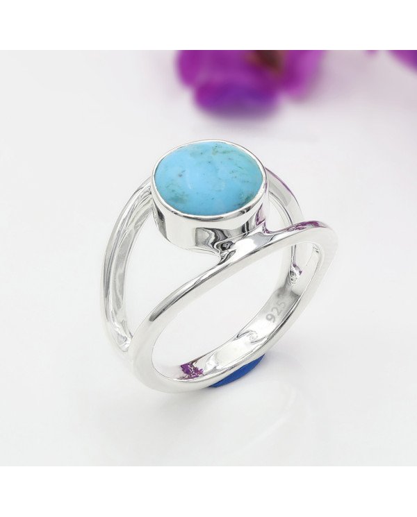 Arizona Turquoise Ring 925 Sterling Silver Ring Classic Solitaire Ring
