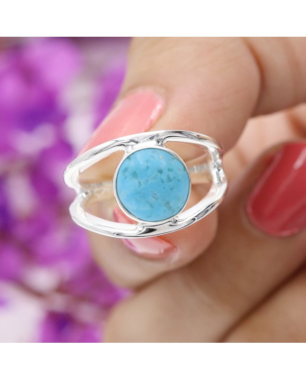 Arizona Turquoise Ring 925 Sterling Silver Ring Classic Solitaire Ring