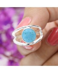 Arizona Turquoise Ring 925 Sterling Silver Ring Classic Solitaire Ring