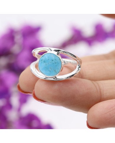 Arizona Turquoise Ring 925 Sterling Silver Ring Classic Solitaire Ring