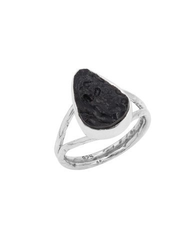 Natural Tektite Gemstone Sterling Silver Ring