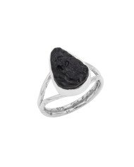 Natural Tektite Gemstone Sterling Silver Ring