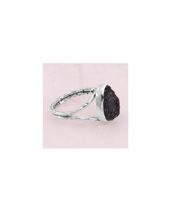 Natural Tektite Gemstone Sterling Silver Ring
