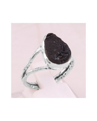 Natural Tektite Gemstone Sterling Silver Ring