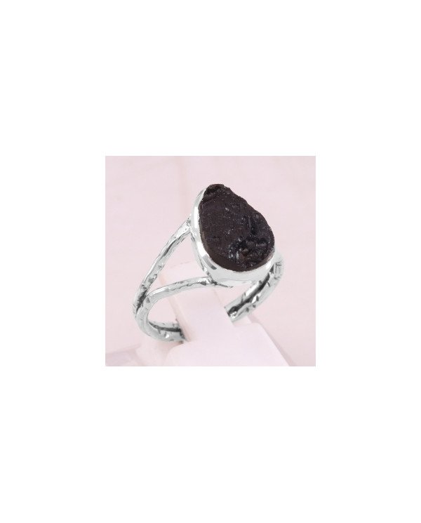 Natural Tektite Gemstone Sterling Silver Ring