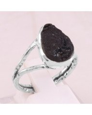 Natural Tektite Gemstone Sterling Silver Ring
