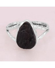 Natural Tektite Gemstone Sterling Silver Ring