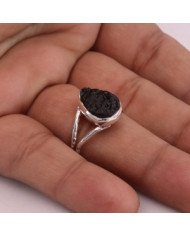 Natural Tektite Gemstone Sterling Silver Ring
