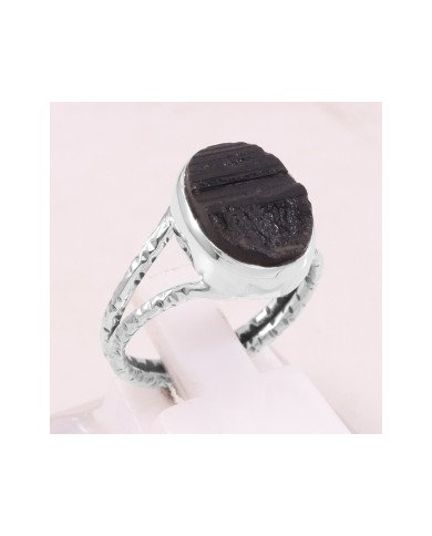Black Tourmaline Gemstone Sterling Silver Ring