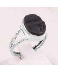 Black Tourmaline Gemstone Sterling Silver Ring
