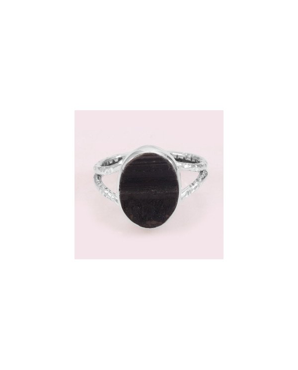 Black Tourmaline Gemstone Sterling Silver Ring