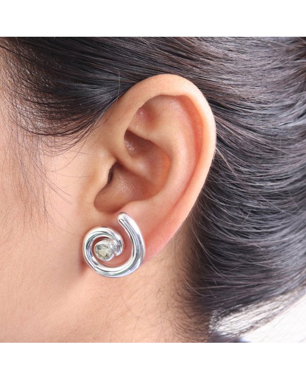 Green Amethyst Spiral Studs | 925 Sterling Silver Handcrafted 5mm Round
