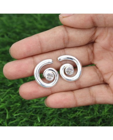 Green Amethyst Spiral Studs | 925 Sterling Silver Handcrafted 5mm Round