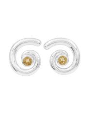 Citrine Spiral Shape Studs | 925 Sterling Silver Handcrafted 5mm Round
