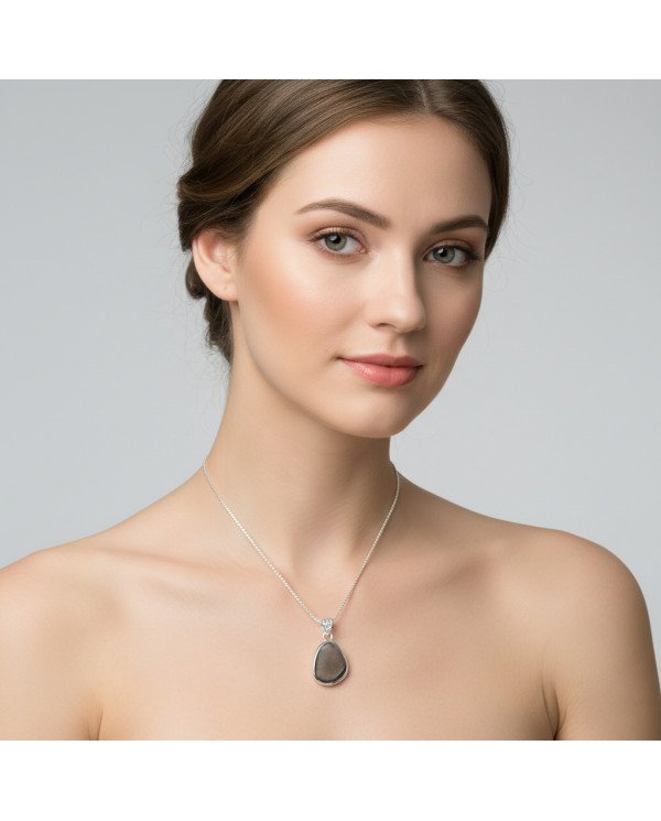 Raw Colombianite Pendant | 925 Sterling Silver Handcrafted Jewelry