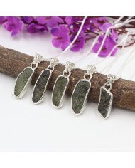 Natural Moldavite Pendant | 925 Sterling Silver Raw Gemstone Jewelry