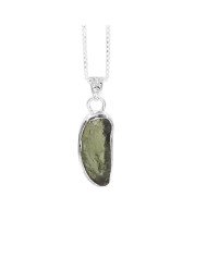 Natural Moldavite Pendant | 925 Sterling Silver Raw Gemstone Jewelry