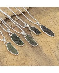Natural Moldavite Pendant | 925 Sterling Silver Raw Gemstone Jewelry