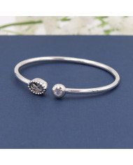 Natural Moonstone Open Bangle Bracelet | Handmade 925 Silver Jewelry