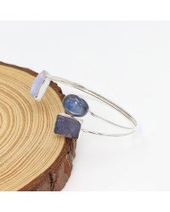 Natural Moonstone, Kyanite & Tanzanite Cuff Bracelet|925 Sterling Silver