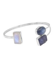 Natural Moonstone, Kyanite & Tanzanite Cuff Bracelet|925 Sterling Silver