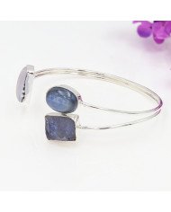 Natural Moonstone, Kyanite & Tanzanite Cuff Bracelet|925 Sterling Silver