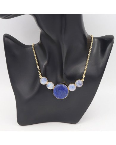 Lapis Lazuli & Moonstone Necklace Set – Gold Plated 925 Sterling Silver