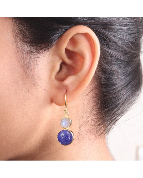 Lapis Lazuli & Moonstone Necklace Set – Gold Plated 925 Sterling Silver