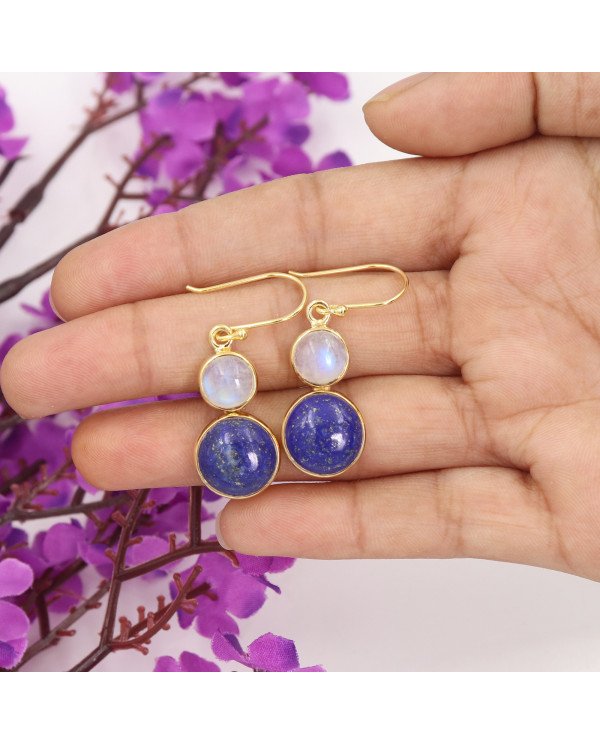 Lapis Lazuli & Moonstone Necklace Set – Gold Plated 925 Sterling Silver